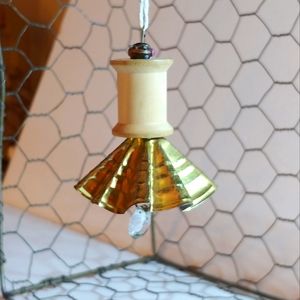 Ornament Christmas Tree Decor Handmade Crystal Wooden Spool Glass Bead Holiday